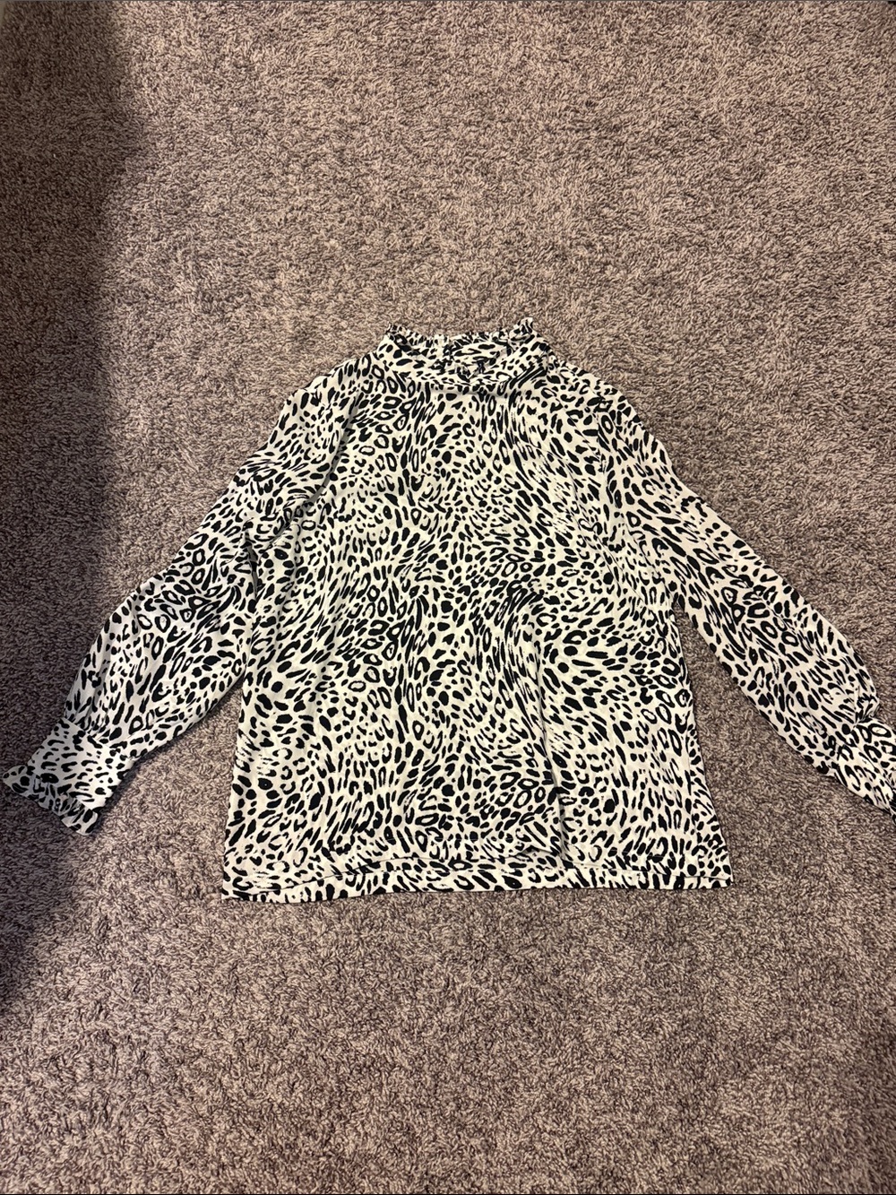 DKNY Black and White Leopard Print Blouse